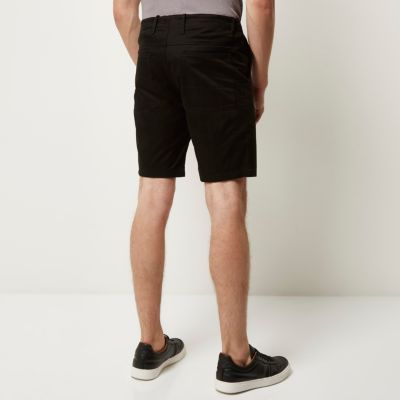 Black casual slim fit shorts